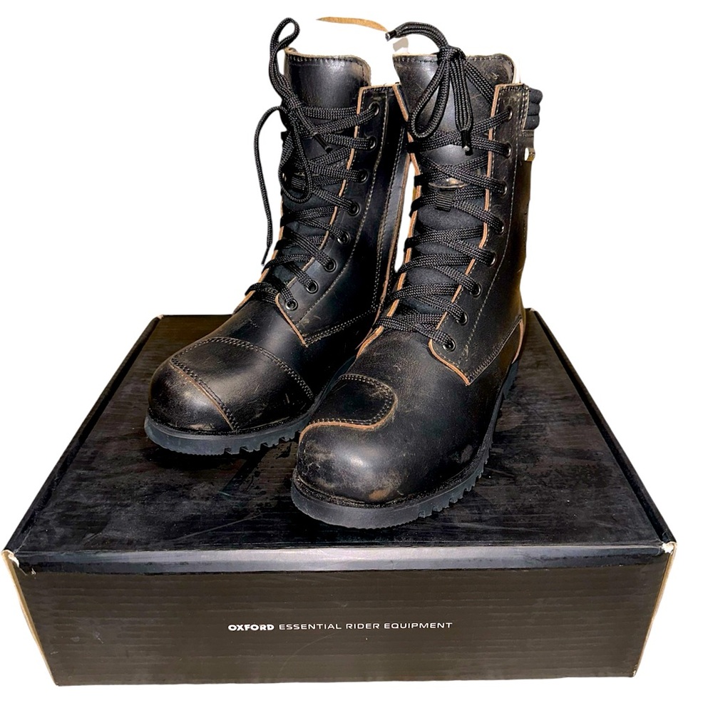 Oxford Magdalen Motorcycle Riding Boots Black Distressed women’s Size 9 NWT